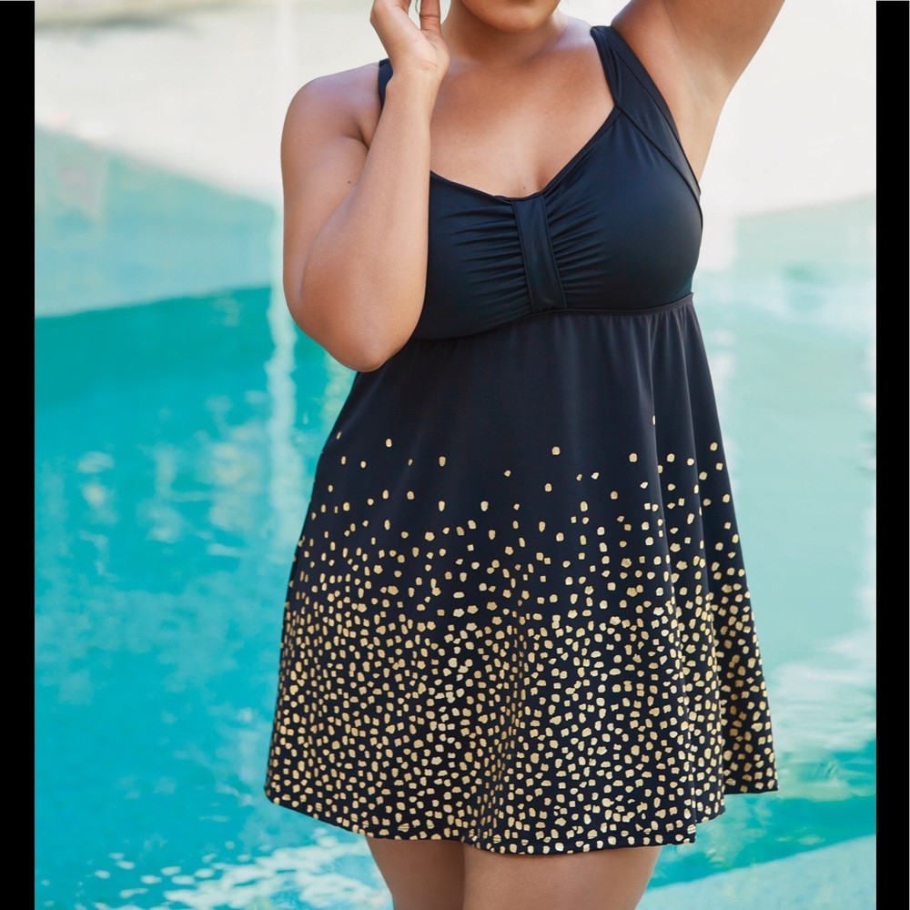 Swimsuits For All Black and Gold One Piece